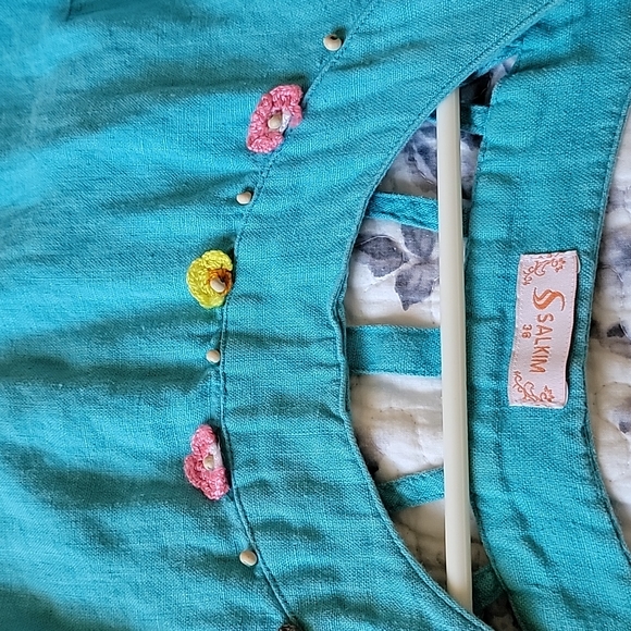 Women's natural linen dress with embroidery size S - Picture 14 of 14